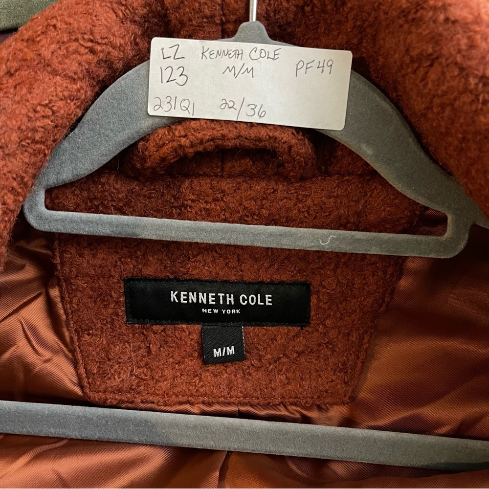 Kenneth Cole Womens Coat Size Medium Wool Blend Burnt Orange - Picture 2 of 7